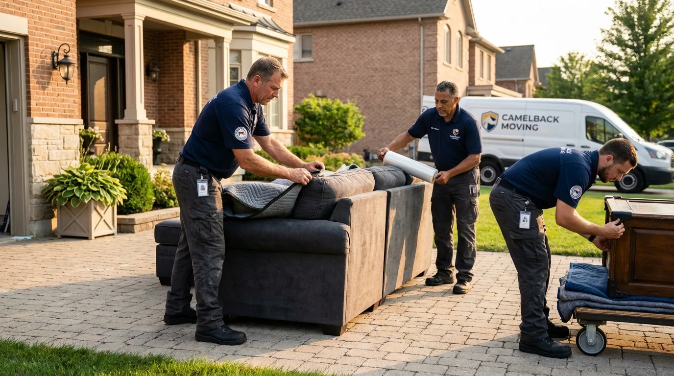 Large estate moving crew wrapping furniture in Mammoth Lakes, CA